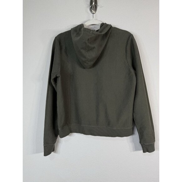 Threads 4 Thought Women’s Green Olive Ribbed Pullover Hoodie Size L Organic - Picture 2 of 9